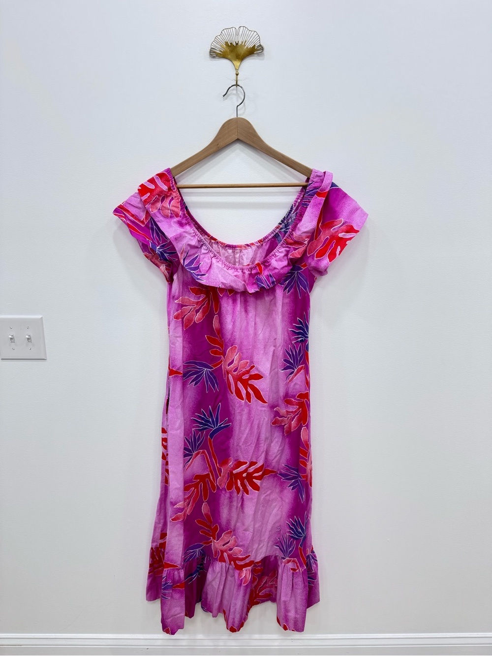 VTG Hilo Hattie The Hawaiian Original Tropical Print Ruffle Dress Caftan House